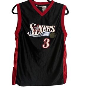 Throwback 90s NBA Philadelphia Sixers #3 Iverson Basketball Jersey Youth Large